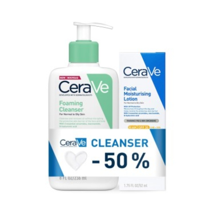 CeraVe set - hidratantna krema za lice SPF30 52ml + penušavi gel 236ml